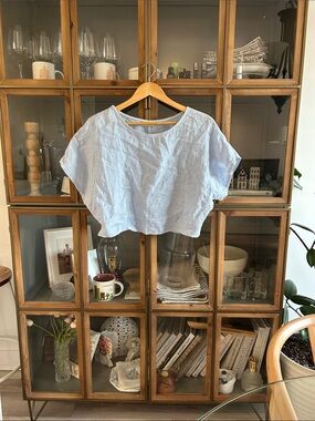 Terzo Millennio 100% Linen Cropped Top